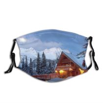 yanfind Ice America Columbia Glowing Cabin Range Half Rustic Built Rural Wagon Scene Dust Washable Reusable Filter and Reusable Mouth Warm Windproof Cotton Face