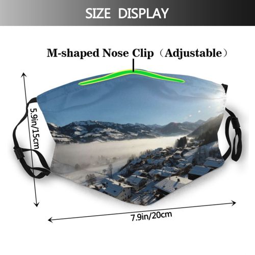 yanfind Range District Built Snow Snowcapped Architecture Exterior Sky Building Residential Scenics Kitzbühel Dust Washable Reusable Filter and Reusable Mouth Warm Windproof Cotton Face