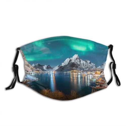yanfind Range Fjord Landscape Island Coastline Peak Polar Night Snow Norway Sky Scenics Dust Washable Reusable Filter and Reusable Mouth Warm Windproof Cotton Face
