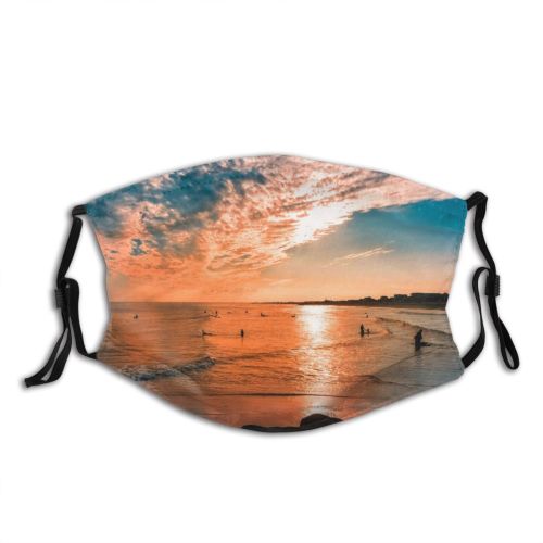 yanfind Idyllic Shore Coast Afterglow Oceanside Sunset Night Seaside Dawn Waves Sea Clouds Dust Washable Reusable Filter and Reusable Mouth Warm Windproof Cotton Face