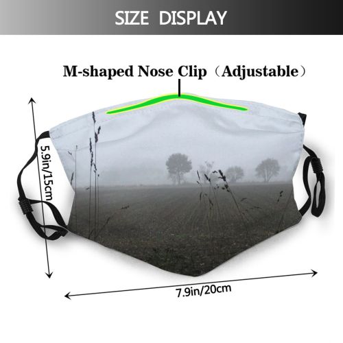 yanfind Fog Drizzle Mist Family Landscape Sky Trees Tree Field Morning Natural Haze Dust Washable Reusable Filter and Reusable Mouth Warm Windproof Cotton Face