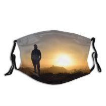 yanfind Idyllic Sunset Evening Dawn Mountain Backlit Scenery Sun Grass Desert Outdoors Sky Dust Washable Reusable Filter and Reusable Mouth Warm Windproof Cotton Face