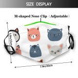 yanfind Isolated Childish Fashion Little Cat Kitty Comic Cute Meow Seamless Colorful Purr Dust Washable Reusable Filter and Reusable Mouth Warm Windproof Cotton Face