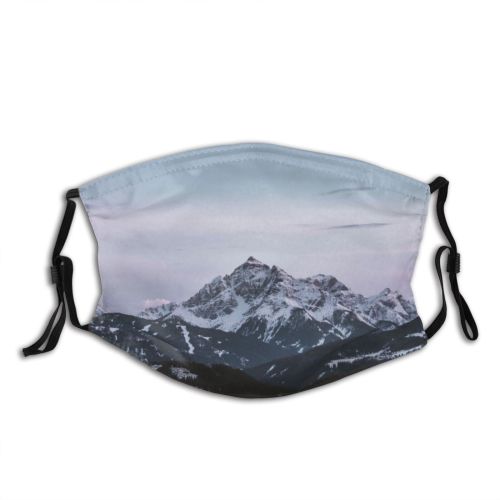 yanfind Idyllic Mountain Snowy Climb Scenery Capped High Mountains Peak Winter Summit Snow Dust Washable Reusable Filter and Reusable Mouth Warm Windproof Cotton Face