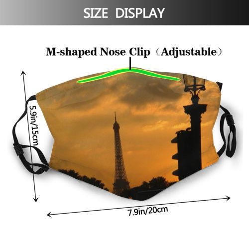 yanfind Paris Dusk Afterglow Cloud Sunset Sunset Eiffel Sky Sky Tower Tour Evening Dust Washable Reusable Filter and Reusable Mouth Warm Windproof Cotton Face