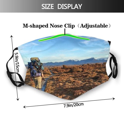 yanfind Idyllic Soil Daylight Backpack Wasteland Trail Hike Recreation Clouds Tranquil Scenery Mountains Dust Washable Reusable Filter and Reusable Mouth Warm Windproof Cotton Face