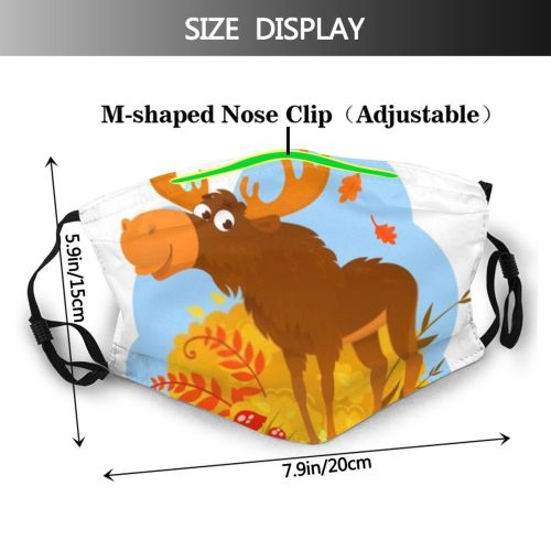 yanfind Isolated Herbs Picture Cute Elk Habitat Natural Wildlife Fall Wilderness Autumn Wood Dust Washable Reusable Filter and Reusable Mouth Warm Windproof Cotton Face