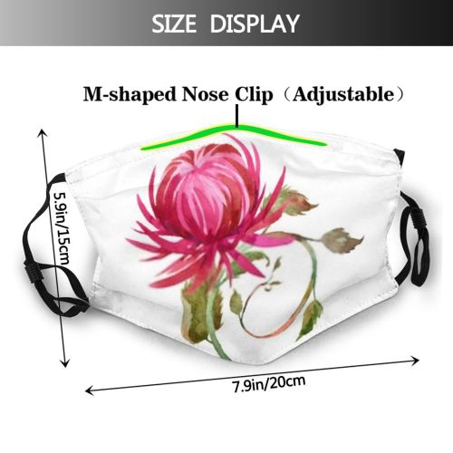 yanfind Blossom Spring Flower Vintage Romantic Plant Watercolor Branch Decorative Design Beautiful Art Dust Washable Reusable Filter and Reusable Mouth Warm Windproof Cotton Face