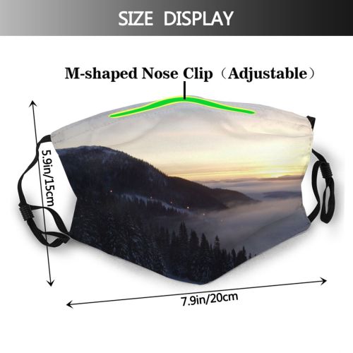 yanfind Ridge Winter Winter Atmospheric Lights Mountain Sky Light Snow Hill Landforms Sunrise Dust Washable Reusable Filter and Reusable Mouth Warm Windproof Cotton Face