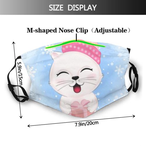 yanfind Pony Happiness Snow Cat Christmas Cute Xmas Box Winter Wildlife Kid Year Dust Washable Reusable Filter and Reusable Mouth Warm Windproof Cotton Face