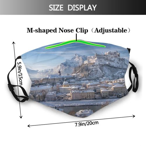 yanfind Europe Fortress Monument Medieval Alps Hill Tourist Church Austria Cathedral Built Salzach Dust Washable Reusable Filter and Reusable Mouth Warm Windproof Cotton Face