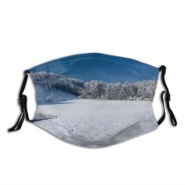 yanfind Winter Frozen Sky Cool Field Swiss Winter Natural Wilderness Landscape Mountain Sky Dust Washable Reusable Filter and Reusable Mouth Warm Windproof Cotton Face