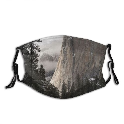 yanfind Ice Glacier Daylight Frost Pine Frosty Wide Mountain Snowy Icy Forest Clouds Dust Washable Reusable Filter and Reusable Mouth Warm Windproof Cotton Face