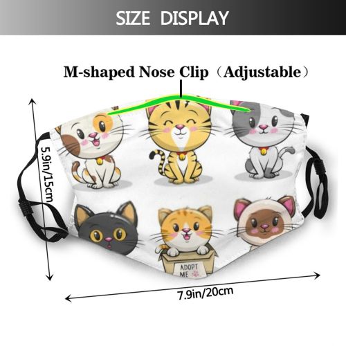 yanfind Isolated Meow Cat Cute Sweet Face Pet Cats Love Heart Fun Happy Dust Washable Reusable Filter and Reusable Mouth Warm Windproof Cotton Face