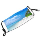 yanfind Idyllic Tropical Shore Vacation Cloudscape Oceanside Seaside Sea Clouds Daytime Beach Tranquil Dust Washable Reusable Filter and Reusable Mouth Warm Windproof Cotton Face