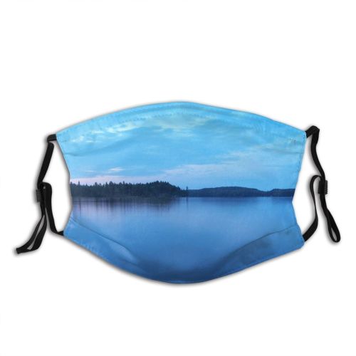 yanfind Resources Sky Horizon Lake Natural Landscape Lakeshore Sky Reflection Lake Sunset Dust Washable Reusable Filter and Reusable Mouth Warm Windproof Cotton Face