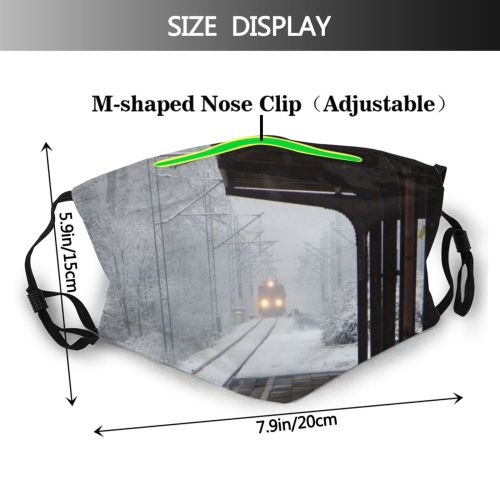 yanfind Winter Transport Winter Atmospheric Platform Silesia Branch Poland Snow Tree Architecture Train Dust Washable Reusable Filter and Reusable Mouth Warm Windproof Cotton Face