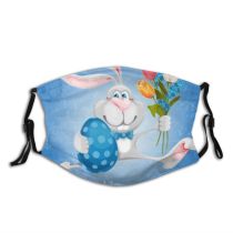 yanfind Cute Event Smiling Easter Not Hare Carrying Coloring Rabbit Cheerful Flowers Tulips Dust Washable Reusable Filter and Reusable Mouth Warm Windproof Cotton Face