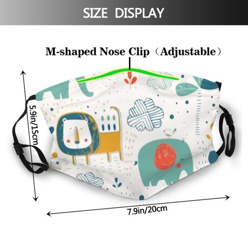 yanfind Chil Fauna Fun Kid Art Fabric Safari Tropical Texture Adorable Palm Abstract Dust Washable Reusable Filter and Reusable Mouth Warm Windproof Cotton Face