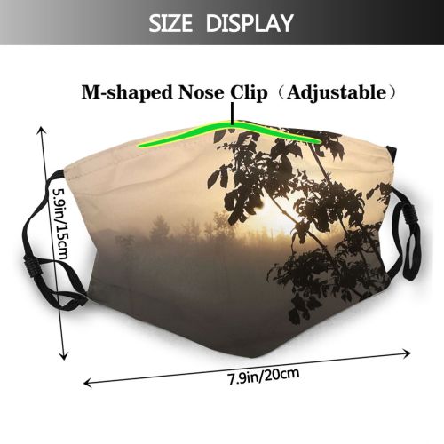 yanfind Foggy Morning Dawn Haze Tree Tree Fog Misty Silhouette Fog Sunrise Sky Dust Washable Reusable Filter and Reusable Mouth Warm Windproof Cotton Face