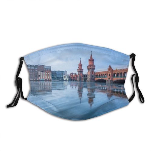 yanfind Dawn Public Ice Central Design Capital Downtown Cities Tourist Frozen Oberbaumbruecke District Dust Washable Reusable Filter and Reusable Mouth Warm Windproof Cotton Face