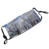 yanfind Winter Frost Sky Winter Natural Woody Landscape Sky Branch Snow Tree Frost Dust Washable Reusable Filter and Reusable Mouth Warm Windproof Cotton Face