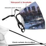 yanfind Central Ice Sport Skyscraper Manhattan Frozen Tranquiy Rink Gapstow Tree Night Snow Dust Washable Reusable Filter and Reusable Mouth Warm Windproof Cotton Face
