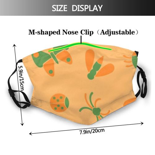 yanfind Abstract Butterfly Bee Garden Beetle Decor Cute Insect Seamless Summer Ornament Baby Dust Washable Reusable Filter and Reusable Mouth Warm Windproof Cotton Face