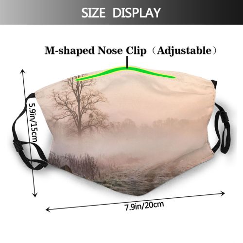yanfind Dawn Ice Frost Landscape Rural Scene Space Meadow UK Tranquil Fog Road Dust Washable Reusable Filter and Reusable Mouth Warm Windproof Cotton Face