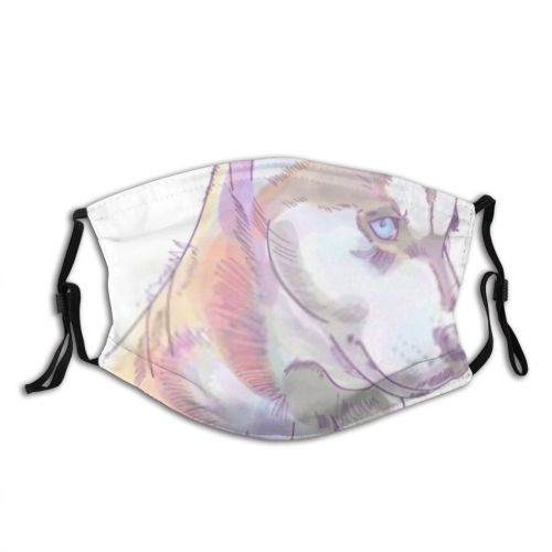 yanfind Abstract Isolated Unusual Lovely Young Fashion Artwork Cute Wolf Colorful Obedient Dog Dust Washable Reusable Filter and Reusable Mouth Warm Windproof Cotton Face