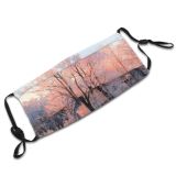 yanfind Winter Sky Morning Winter Natural Branches Landscape Sky Snow Clouds Sunrise Tree Dust Washable Reusable Filter and Reusable Mouth Warm Windproof Cotton Face