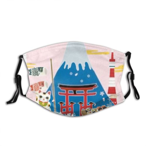 yanfind Abstract Attractions Japanese Lovely Vacation Cat Cute Daruma Tourism Tradition Culture Mount Dust Washable Reusable Filter and Reusable Mouth Warm Windproof Cotton Face