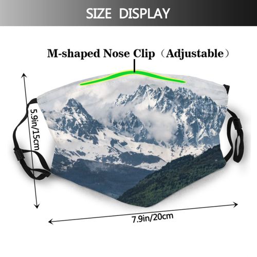yanfind Ice Glacier Daylight Frost Sight Frosty Mountain Snowy Clouds Daytime Peaks Frozen Dust Washable Reusable Filter and Reusable Mouth Warm Windproof Cotton Face