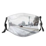 yanfind Country Ice Transport Social Frost Snowdrift Frozen Powder Rural Tree Scene Snow Dust Washable Reusable Filter and Reusable Mouth Warm Windproof Cotton Face
