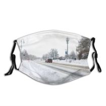 yanfind Country Ice Transport Social Frost Snowdrift Frozen Powder Rural Tree Scene Snow Dust Washable Reusable Filter and Reusable Mouth Warm Windproof Cotton Face