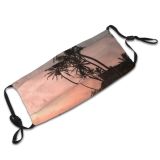 yanfind Idyllic Sunset Evening Exotic Dawn Beach Palm Outdoor Trees Outdoors Dusk Coconut Dust Washable Reusable Filter and Reusable Mouth Warm Windproof Cotton Face
