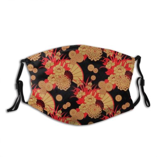 yanfind  Spring Flower Chrysanthemum Decor Vintage Blooming Kimono Packaging Nippon Traditional Peony Dust Washable Reusable Filter and Reusable Mouth Warm Windproof Cotton Face