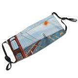 yanfind Infrastructure Transportation Golden Focus Gate Connection Clouds Bridge Urban River Modern Architecture Dust Washable Reusable Filter and Reusable Mouth Warm Windproof Cotton Face
