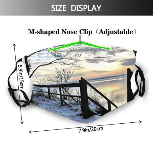 yanfind Winter Morning Winter Natural Cloud Stairs Landscape Sky Sundown Ice Snow Sunlight Dust Washable Reusable Filter and Reusable Mouth Warm Windproof Cotton Face