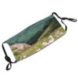 yanfind Idyllic Sight Mountain Slopes Clouds Plants Daytime Tranquil Scenery Mountains Peak Grass Dust Washable Reusable Filter and Reusable Mouth Warm Windproof Cotton Face