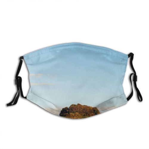 yanfind Grassland Steppe Cloud Landscape Sky Trees Fall Savanna Tree Natural Rock Autumn Dust Washable Reusable Filter and Reusable Mouth Warm Windproof Cotton Face