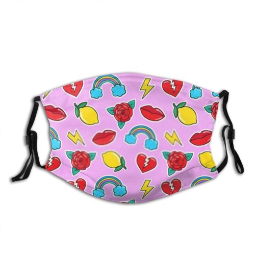 yanfind Isolated Rainbow Patch Fashion Kawaii Bold Cute Old Seamless Colorful Badge Trendy Dust Washable Reusable Filter and Reusable Mouth Warm Windproof Cotton Face