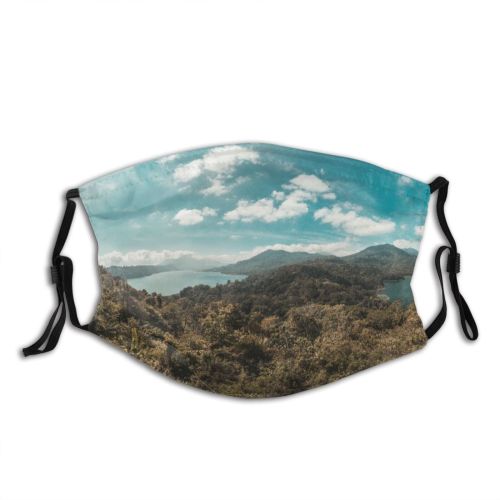 yanfind Idyllic Foliage Mountain Forest Clouds Lakes Tranquil Scenery Mountains Beautiful Desktop Outdoors Dust Washable Reusable Filter and Reusable Mouth Warm Windproof Cotton Face