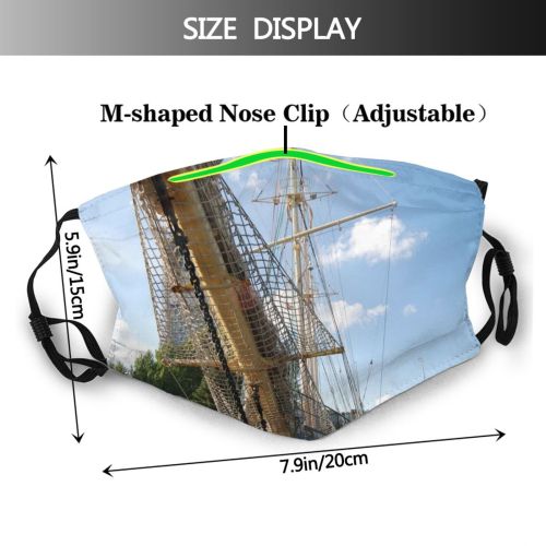 yanfind Tall Adventure Marine Barque Vehicle Prow Boat Sea Sky Rig Ship Nautical Dust Washable Reusable Filter and Reusable Mouth Warm Windproof Cotton Face