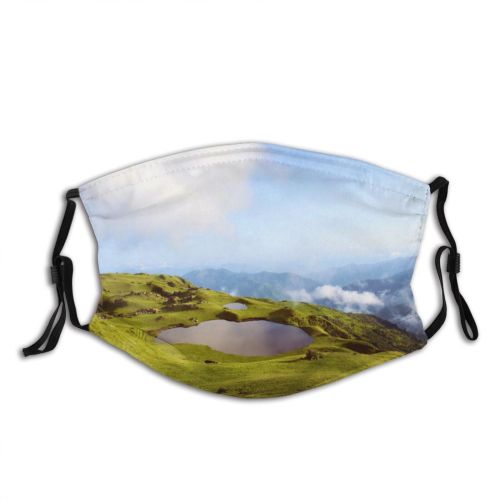 yanfind Lake Daylight Mother Sight Mountain Beauty Clouds Daytime Scenery High Mountains Rural Dust Washable Reusable Filter and Reusable Mouth Warm Windproof Cotton Face
