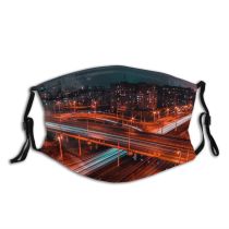 yanfind Lamps Transportation Motion Downtown Evening Exposure Night Road Time Bridge Roadway Streaks Dust Washable Reusable Filter and Reusable Mouth Warm Windproof Cotton Face