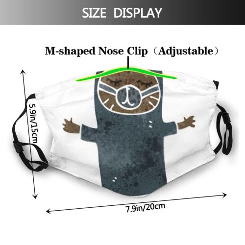 yanfind Crazy Artwork Cat Cute Old Colorful Quirky Costume Art Watercolor Retro Drawn Dust Washable Reusable Filter and Reusable Mouth Warm Windproof Cotton Face