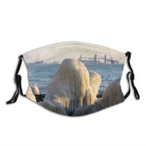 yanfind Winter Waves Frozen Iarna Ice Marea Arctic Rock Stavilopozi Neagra Constanta Sea Dust Washable Reusable Filter and Reusable Mouth Warm Windproof Cotton Face