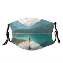 yanfind Lake Daylight Sight Scenery Mountains Outdoors Trees Sky Lakeside Rocks Woods Landscape Dust Washable Reusable Filter and Reusable Mouth Warm Windproof Cotton Face