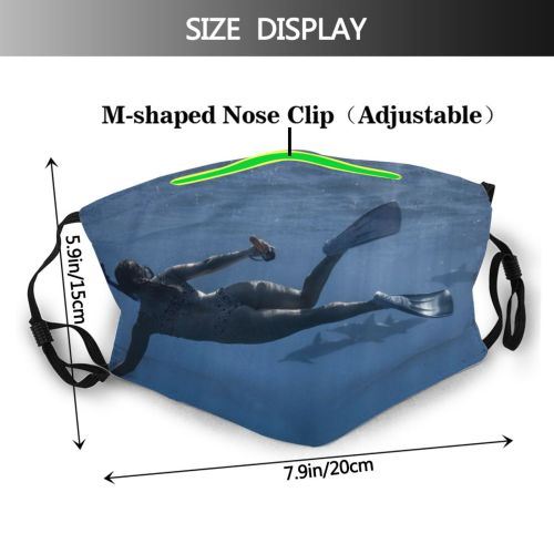 yanfind Idyllic Lady Undersea Vacation Active Motion Hobby Recreation Swim Unrecognizable Snorkel Explore Dust Washable Reusable Filter and Reusable Mouth Warm Windproof Cotton Face